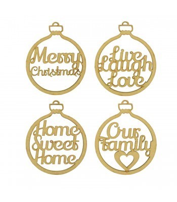 Laser Cut Pack of 4 Themed Baubles - Family Home